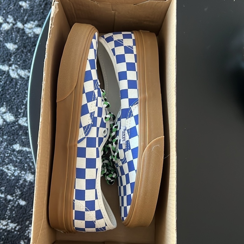 NEW Vans Authentic Checkerboard Blue/White Sneakers Men’s Size 6.5 - Picture 6 of 7